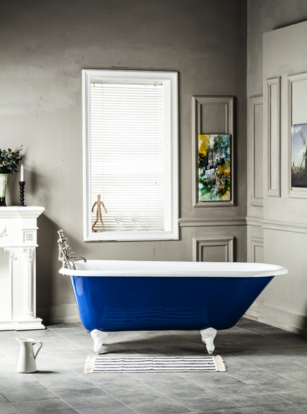 CUPC Approval Rectangular Cast iron bathtub Enamel Proclain Freestanding Claw Feet Tub Ocean Shipping To Sea Port 1006