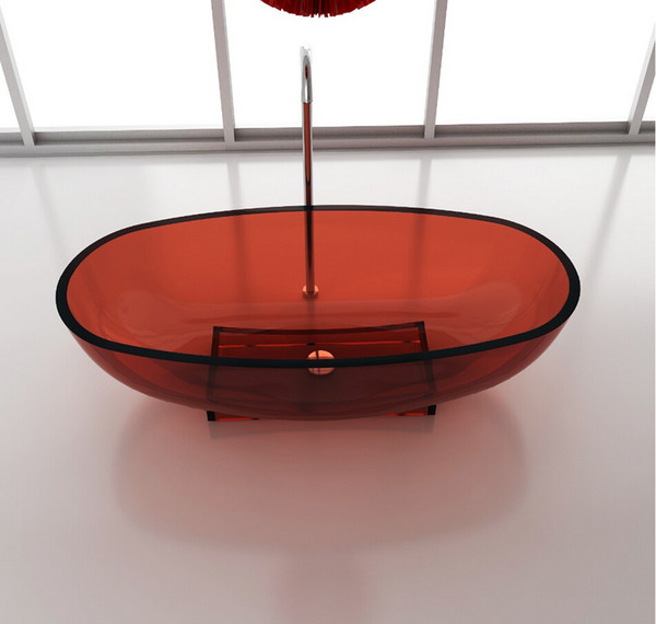 1700x800x480mm High End Resin Acrylic CUPC Approval Bathtub Oval Freestanding Solid surface stone Colored Tub RS65102-C