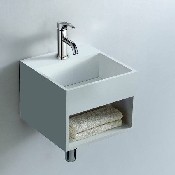 Rectangular Bathroom Solid Surface Stone Wall Hung Sink And Fashionable Cloakroom Stone Wall Mounted Wash Basin RS3835