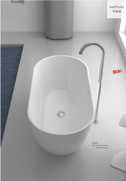 1520X750X580mm CUPC certificate Oval freestanding acrylic bathtub made of acrylic +ABS composite board ultra-thin soaking tub WD002
