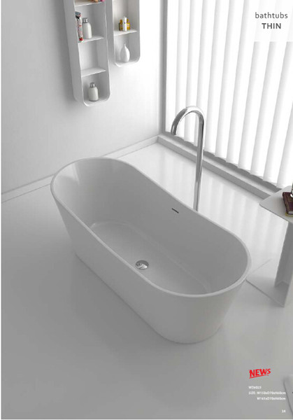 1650X700X580mm CUPC certificate Oval freestanding acrylic bathtub made of acrylic +ABS composite board ultra-thin soaking tub WD008
