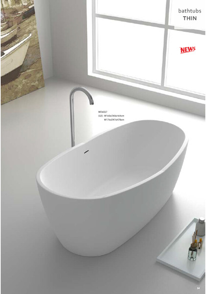 1760X870X580mm CUPC certificate Oval freestanding acrylic bathtub made of acrylic +ABS composite board ultra-thin soaking tub WD007