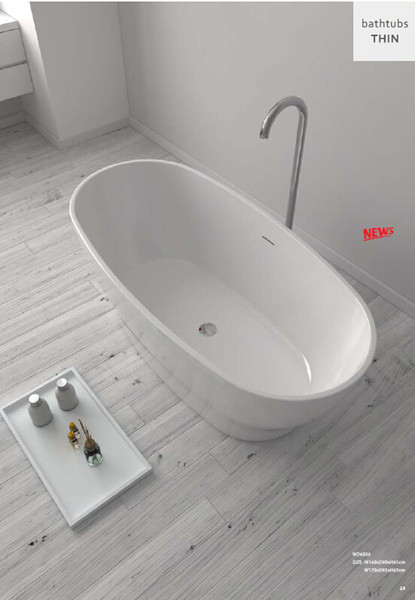 1700X850X580mm CUPC certificate Oval freestanding acrylic bathtub made of acrylic +ABS composite board ultra-thin soaking tub WD005