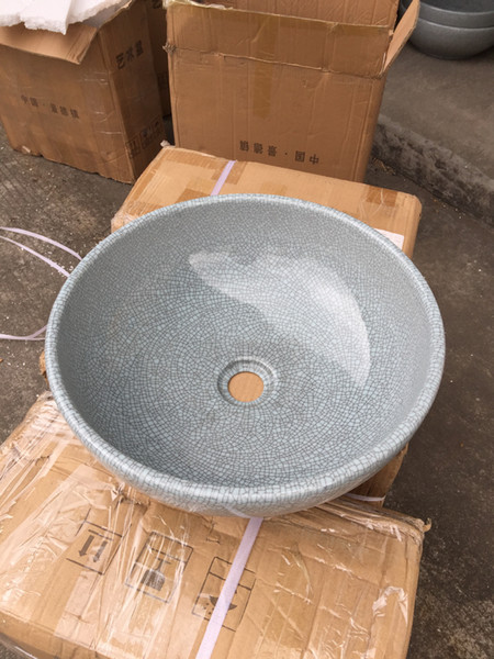 Bathroom Superior Ceramic Counter Top Sink Round Cracks Wash Basin Porcelain Hand Painted Cloakroom Art Vessel Sinks jy-995