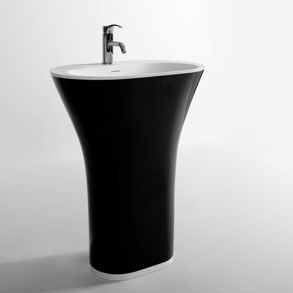 CUPC Certificate Freestanding Solid Surface Stone Bathroom Wash Basin Cloakroom Round Pedestal Vessel Sink RS3824
