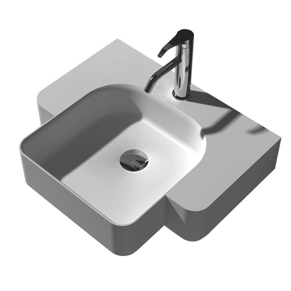 Rectangular Bathroom Solid Surface Stone Wash Basin Wall hung Matt White Or Glossy Laundry Vessel Sink RS38185