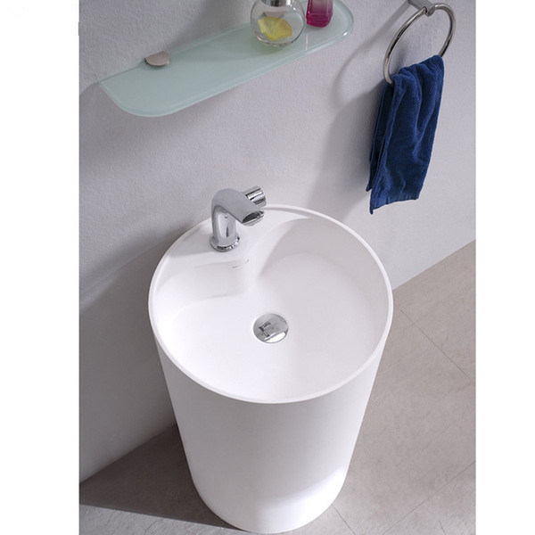 CUPC Certificate Freestanding Solid Surface Stone Bathroom Wash Basin Cloakroom Round Pedestal Vessel Sink RS3821-6