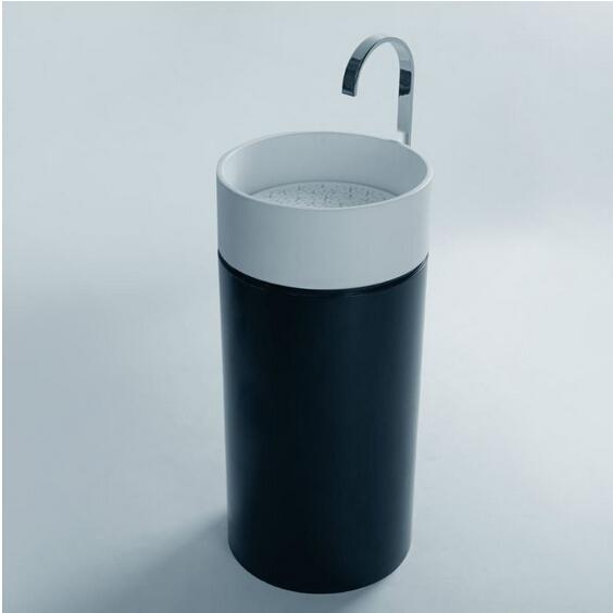 400X400x920mm CUPC Certificate Freestanding Solid Surface Stone Bathroom Wash Basin Cloakroom Round Pedestal Vessel Sink RS3873