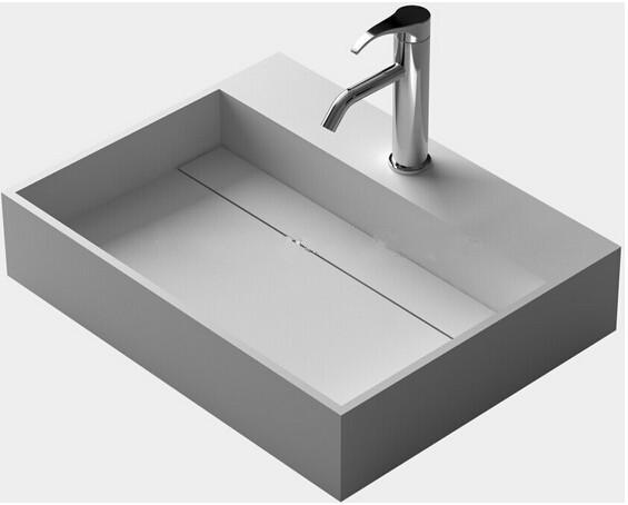 Rectangular Bathroom Solid Surface Stone Counter Top Sink And Fashionable Cloakroom Stone Matt Or Glossy Wash Basin RS3833