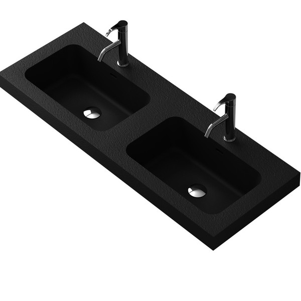 Rectangular Bathroom Solid Surface Stone Double Wash Basin Artificial Stone Under Counter Laundry Vessel Sink RS38352H