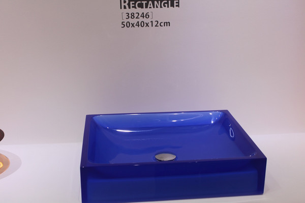 CUPC Certificate Bathroom Resin Rectangular Counter Top Sink Colourful Cloakroom Wash Basin Solid Surface Stone Vessel Sinks RS38246