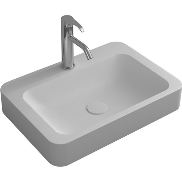 Square Bathroom Solid Surface Stone Wash Basin Above Counter Matt White Or Glossy Laundry Vessel Sink RS3861