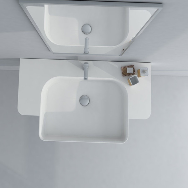 Rectangular Bathroom Solid Surface Stone Wash Basin wall hung Matt White Or Glossy Laundry Vessel Sink RS38187