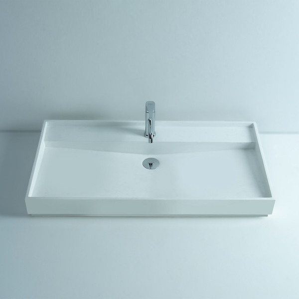 Rectangular Bathroom Solid Surface Stone Counter Top Vessel Sink Fashionable Cloakroom Stone Vanity Wash Basin RS3807