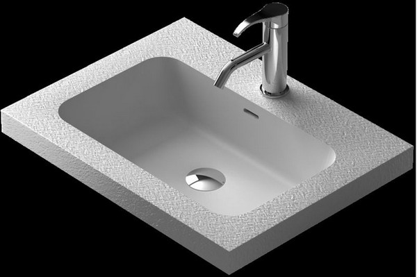 Rectangular Bathroom Solid Surface Stone Wash Basin Under-Counter Matt White Or Glossy Laundry Vessel Sink RS38350H