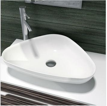 Triangular Bathroom Solid Surface Stone Wash Basin Above Counter Matt White Or Glossy Laundry Vessel Sink RS38206