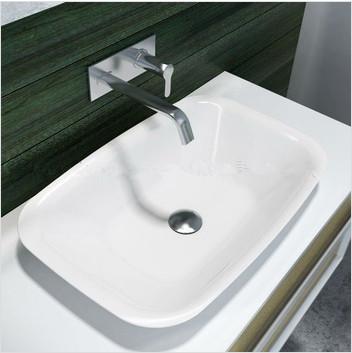 Rectangular Bathroom Solid Surface Stone Counter Top Vessel Sink Fashionable Cloakroom Stone Glossy Vanity Wash Basin RS38205