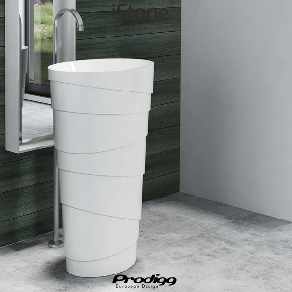 600x400x900mm CUPC Certificate Freestanding Solid Surface Stone Bathroom Wash Basin Cloakroom Oval Pedestal Vessel Sink RS38192