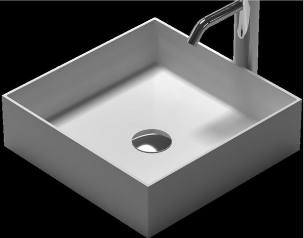 Square Bathroom Solid Surface Stone Wash Basin Under-Counter Matt White Or Glossy Laundry Vessel Sink RS38336