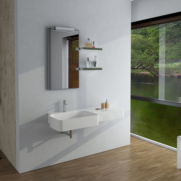 Rectangular Bathroom Solid Surface Stone Wall hung Sink Fashionable Cloakroom Stone Matt Or Glossy Wash Basin RS38188