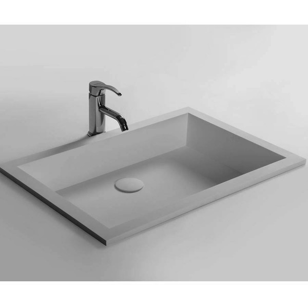 Rectangular Bathroom Solid Surface Stone Wash Basin Recess Sink Matt White Or Glossy Laundry Vessel Sink RS3879