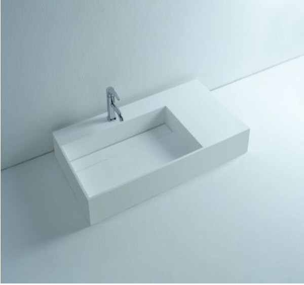 Rectangular Bathroom Solid Surface Stone Counter Top Vessel Sink Fashionable Cloakroom Stone Vanity Wash Basin RS3815