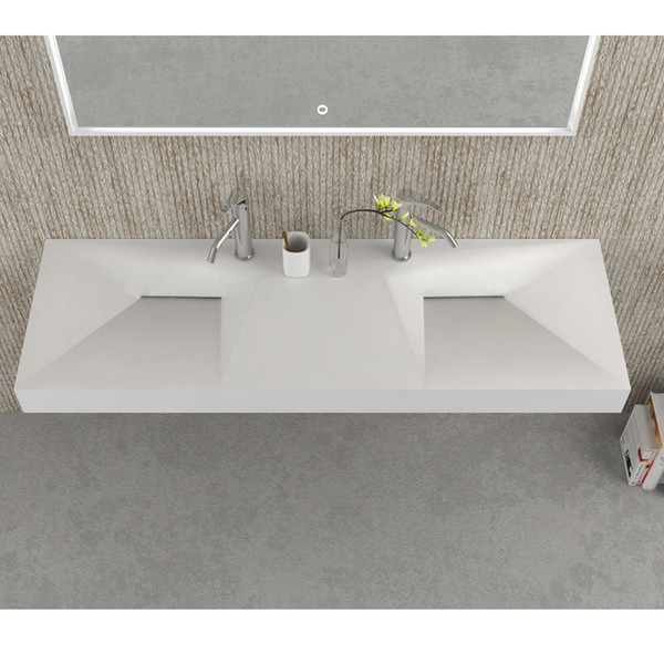 Rectangular Bathroom Solid Surface Stone Wall hung Sink Fashionable Cloakroom Stone Matt Or Glossy Wash Basin RS38429