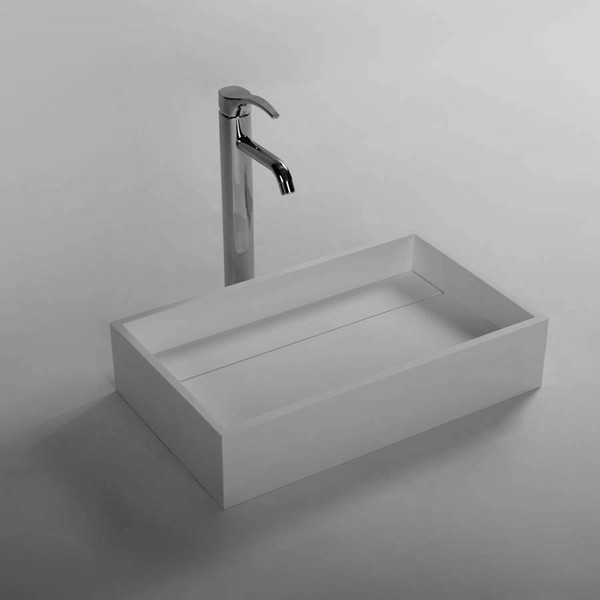 Rectangular Bathroom Solid Surface Stone Wash Basin Above Counter Matt White Or Glossy Laundry Vessel Sink RS3866