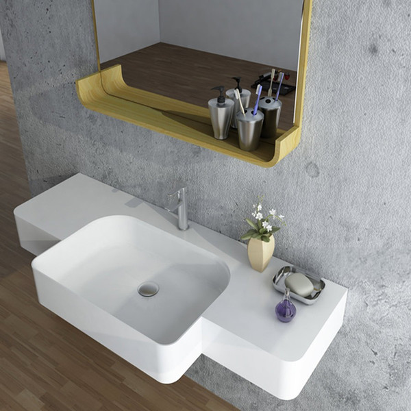 Rectangular Bathroom Solid Surface Stone Wall hung Sink Fashionable Cloakroom Stone Matt Or Glossy Wash Basin RS38189