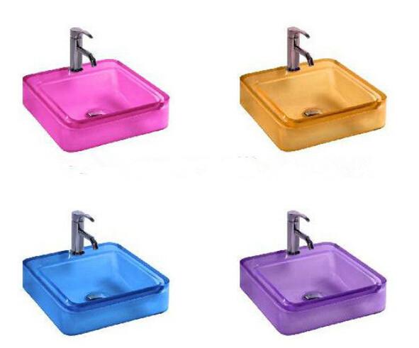 Rectangular Bathroom Resin Acrylic Counter Top Sink Vesel Solid surface Stone Boakroom Vanity Colored Wash Basin 3861