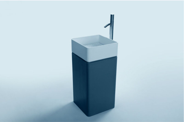 400x400x920mm CUPC Certificate Freestanding Solid Surface Stone Bathroom Wash Basin Cloakroom Square Pedestal Vessel Sink RS3874