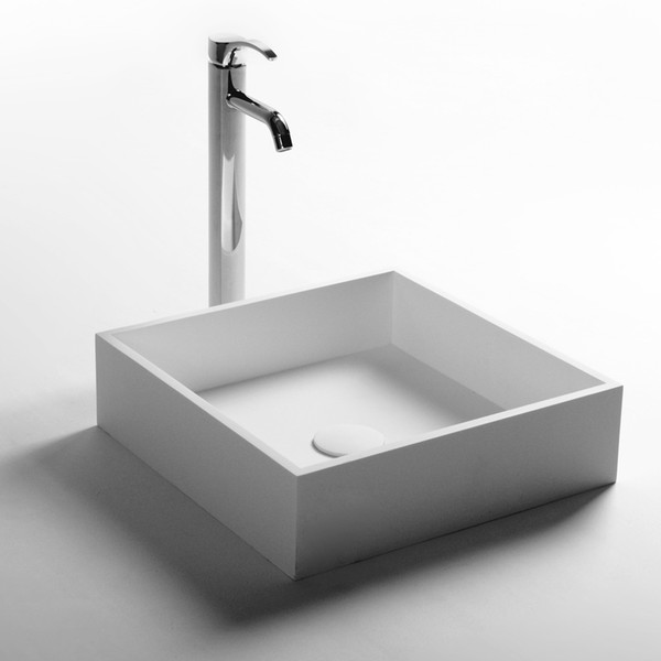 Rectangular Bathroom Solid Surface Stone Counter Top Vessel Sink Fashionable Cloakroom Stone Vanity Wash Basin RS3831