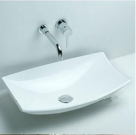 Rectangular Bathroom Solid Surface Stone Counter Top Vessel Sink Fashionable Cloakroom Matt White Wash Basin RS3828