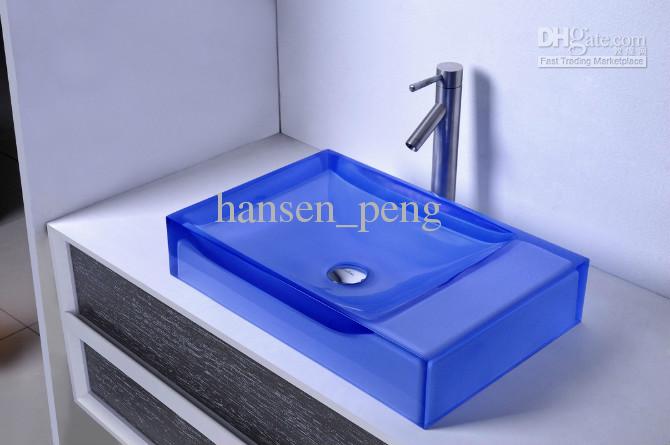 CUPC Certificate Bathroom Resin Rectangular Counter Top Sink Colored Cloakroom Wash Basin Bathroom Vessel Sinks RS38247