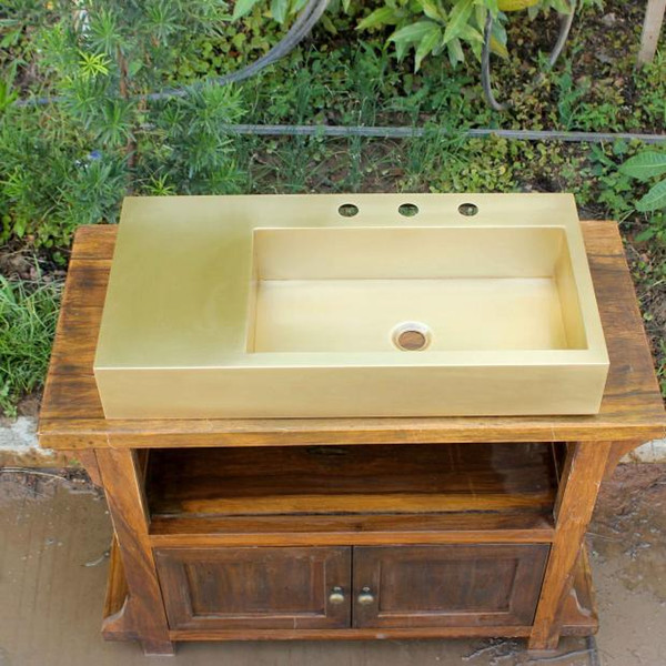 Wall hung sink Brass bathroom sink bathroom basin combination brass suspended hotel wash face wash basin