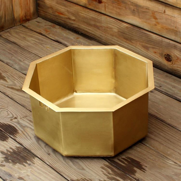 Brass kitchen sink Retro Nordic octagonal brass wash basin hotel decoration design basin