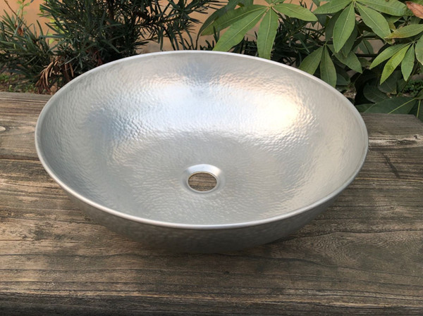 Old nickel silver Hand hammered prodyct Round Copper Vanity bathroom sink copper sink china sink