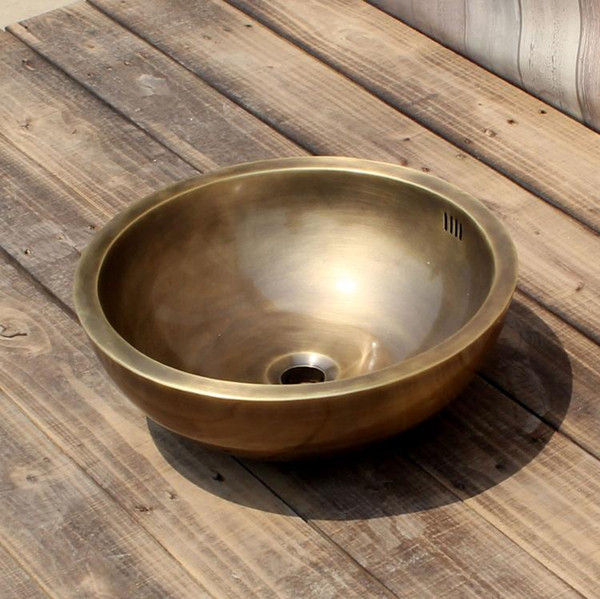 Double bowl sink Round Copper VanitySink smooth surface bathroom sink brass product china sink