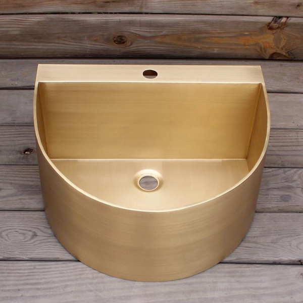 Brass bathroom sink Art washbasin European-style table basin thin-edged fan-shaped hotel toilet household brass table basin