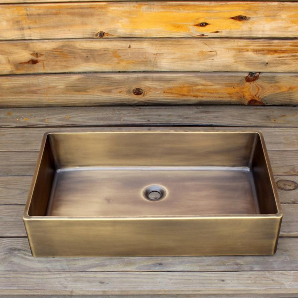 Brass Rectanglar coffee vanity sink smooth surface bathroom sink bar sink rectangularco