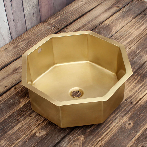 Brass kitchen sink Retro Nordic octagonal brass under the basin basin washbasin hotel decoration design basin