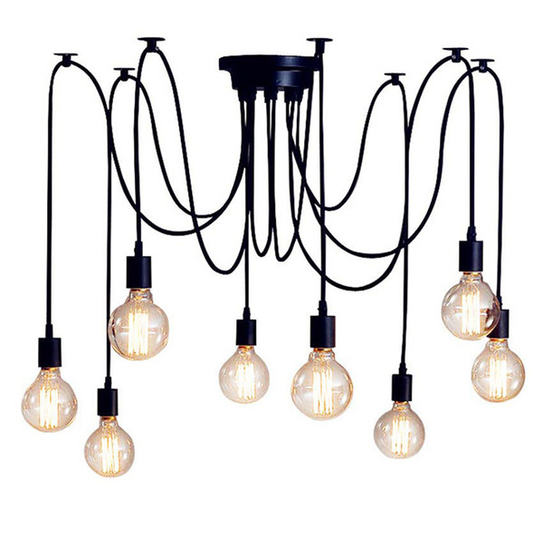 DIY Vintage Spider Pendant Lamp Hanging Chandelier Length Adjustable Retro E27 Edison Lamp Head Loft Style Classic Decor LED Home Lighting