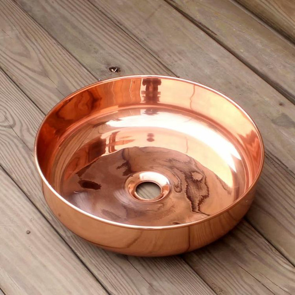 Round bathroom sink Nordic Brass Platform Upper Basin Household Washbasin Hotel Washbasin Antique Washbasin