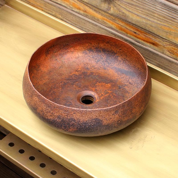 shampoo basin countertop European Mexican Copper Vanity Sink Hand hammered Copper sink Copper bathroom sink