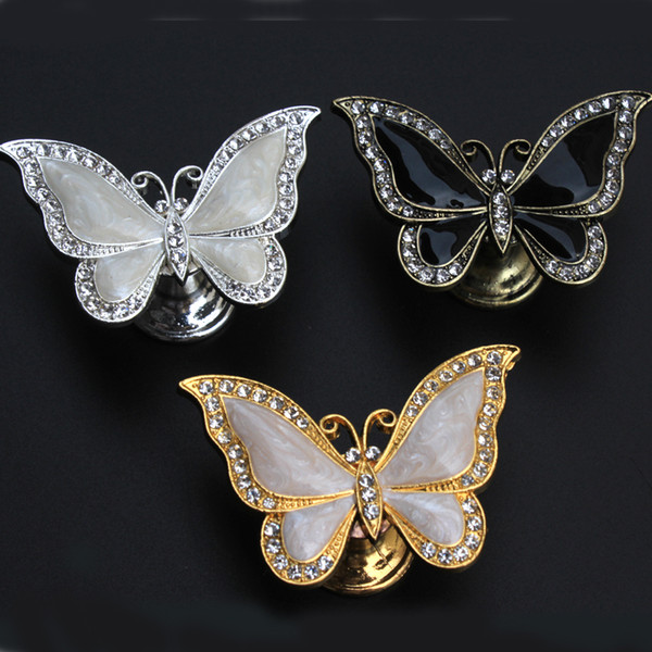 Fashion Luxury crystal drawer shoe cabinet knob pull gold silver bronze black dresser cupboard handle knobs