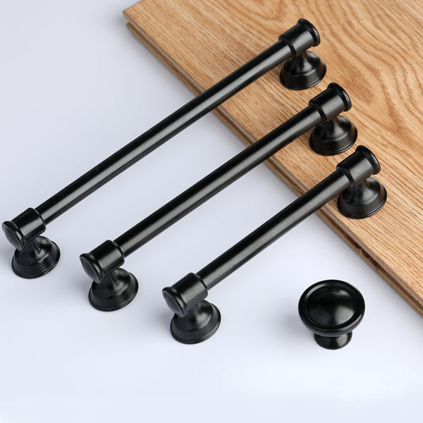 European simple black furniture handle black 3.8'' 5'' 6.3'' drawer kitchen cabinet wardrobe door handles pulls knobs