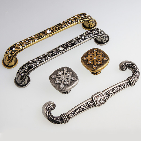 128mm European Retro Fashion glass crystal kitchen cabinet cupboard door handle antique bronze antique iron dresser drawer knob