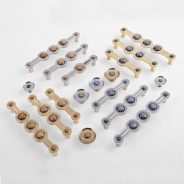96mm modern fashion creativity sliver gold kitchen cabinet cupboard door handle Marble pattern ceramic dresser drawer knobs 5