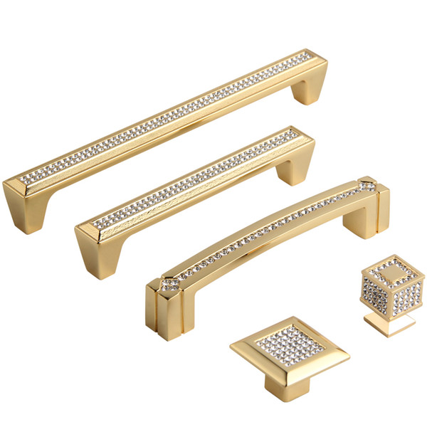 192mm fashion deluxe K9 crystal villadom furniture handle silver gold diamond drawer cabibet cupboard square knob pull 5