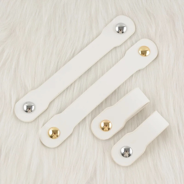 128mm modern fashion safe leather handle,silver gold white leather kitchen cabinet drawer 5'' pulls knon